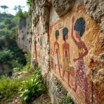 Opera d'arte che esplora la presenza aliena nella storia