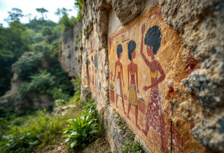 Opera d'arte che esplora la presenza aliena nella storia
