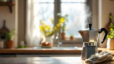 Logo Bialetti con caffettiera iconica in primo piano