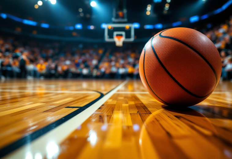 Brynn Shoup-Hill in azione durante una partita di basket