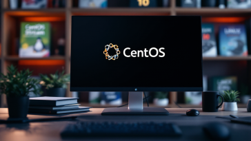 Logo di CentOS Stream 10 con sfondo tecnologico