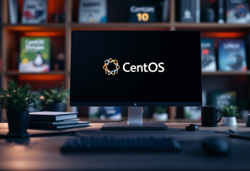 Logo di CentOS Stream 10 con sfondo tecnologico