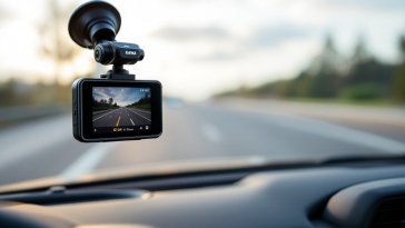 Dash cam KAWA installata su un'auto moderna