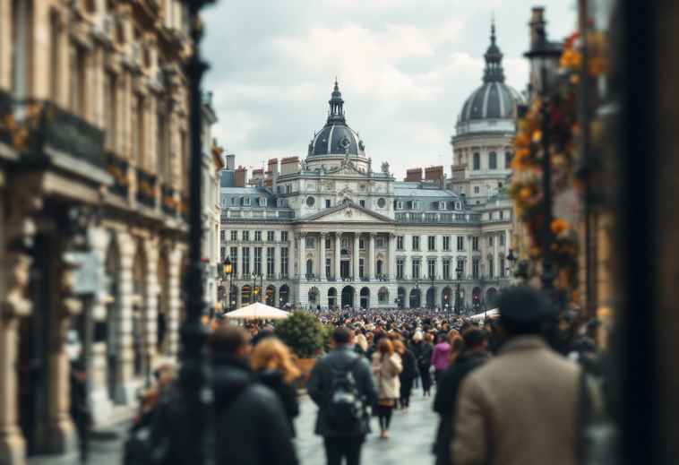 François Bayrou durante un discorso politico in Francia