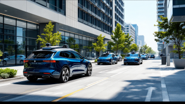 Logo di General Motors con sfondo di robotaxi