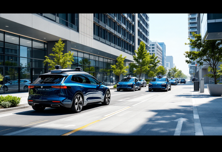 Logo di General Motors con sfondo di robotaxi