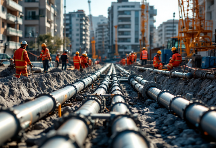 Immagine della rete del gas in Grecia con tecnologia digitale