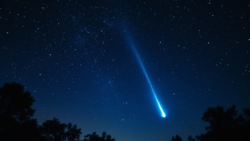 Immagine della cometa di Halley nel cielo notturno