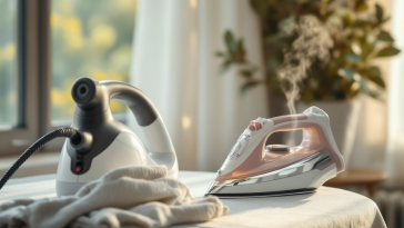 Ferro da stiro con caldaia a vapore in uso