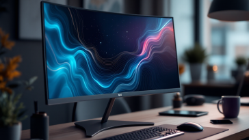 Monitor LG UltraGear curvo con design ergonomico
