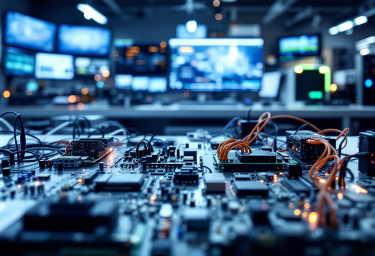 Logo di Netflix e Broadcom con simbolo di denuncia