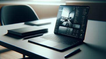 Notebook con touch screen in uso per diverse applicazioni