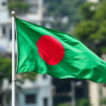 Bandiera del Bangladesh con il sole e la luna