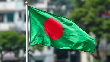 Bandiera del Bangladesh con il sole e la luna