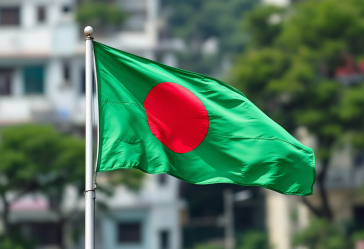 Bandiera del Bangladesh con il sole e la luna