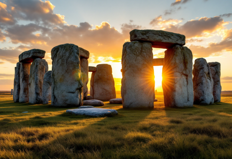 Stonehenge con allineamenti astronomici visibili