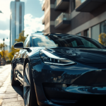 Tesla Model 3 in movimento su strada