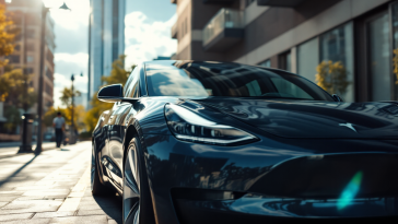 Tesla Model 3 in movimento su strada