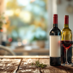 Un bicchiere di vino rosso con un mal di testa in evidenza