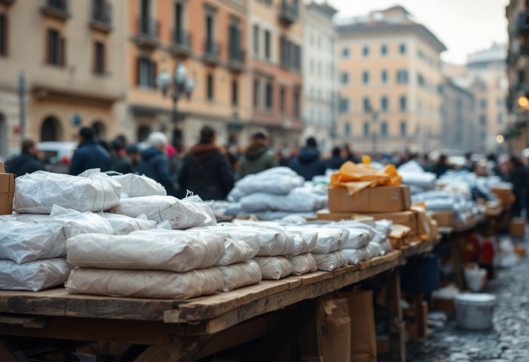 Pacchi misteriosi smarriti a Roma in un'immagine intrigante