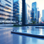 Logo Apple con simbolo Starlink su sfondo blu