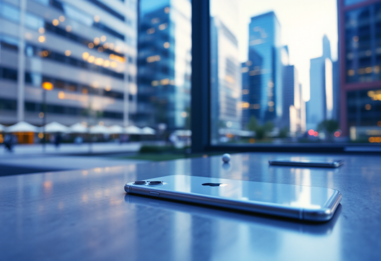 Logo Apple con simbolo Starlink su sfondo blu