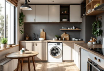Asciugatrice slim in un ambiente moderno e compatto