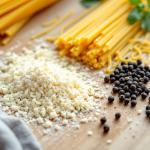 Piatto di cacio e pepe con spaghetti e formaggio