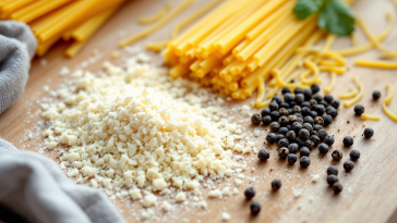 Piatto di cacio e pepe con spaghetti e formaggio