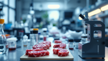 Immagine di carne coltivata in un laboratorio italiano