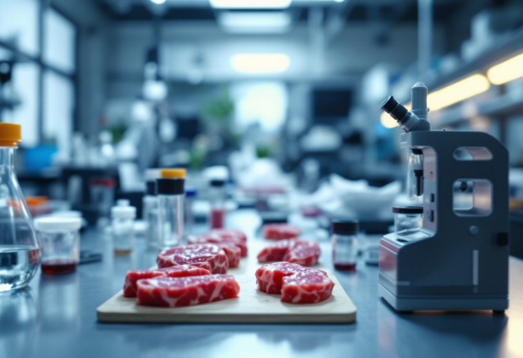 Immagine di carne coltivata in un laboratorio italiano