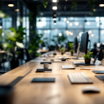 Elon Musk in un ufficio moderno con residenza temporanea