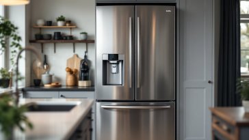 Frigorifero combinato moderno in cucina