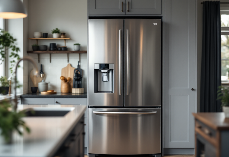 Frigorifero combinato moderno in cucina
