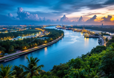 Mappa del Canale di Panama con sfide geopolitiche