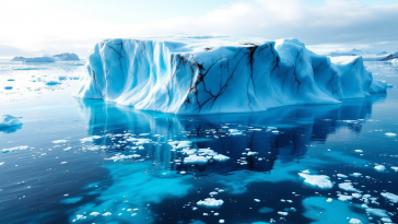 Iceberg A23a che galleggia nell'oceano antartico