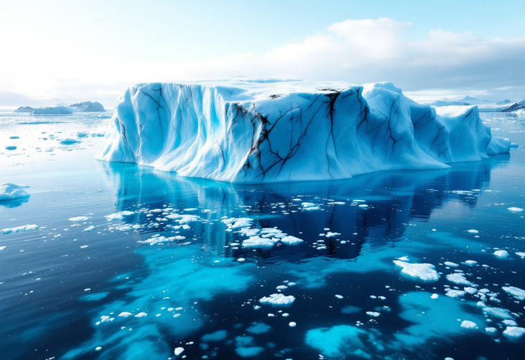 Iceberg A23a che galleggia nell'oceano antartico