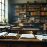 Studente che studia latino in aula moderna