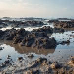 Vista panoramica delle isole transitorie nel Mar Caspio