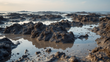 Vista panoramica delle isole transitorie nel Mar Caspio