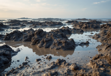 Vista panoramica delle isole transitorie nel Mar Caspio