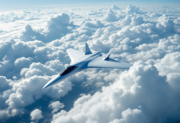 Immagine del jet Xb-1 in volo supersonico