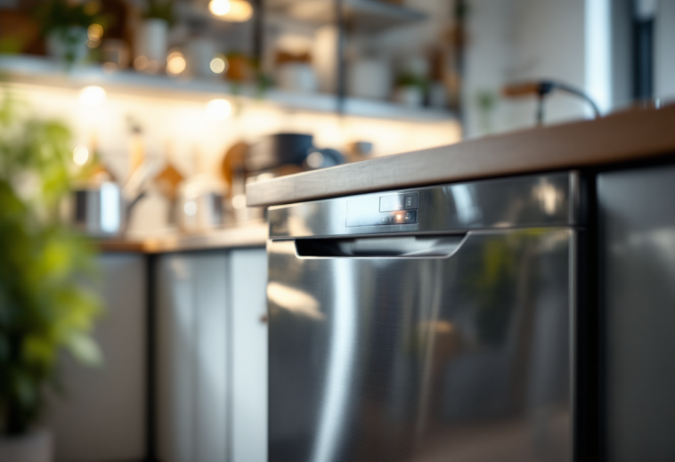 Lavastoviglie compatta in un angolo cucina moderno