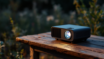 Mini proiettore portatile in uso per film e giochi