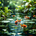 Pesce Medaka in un acquario con uova e avannotti