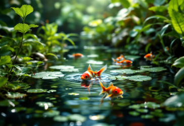 Pesce Medaka in un acquario con uova e avannotti