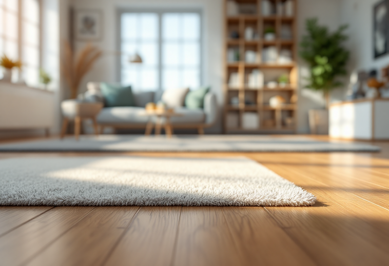 Robot aspirapolvere in azione su un pavimento