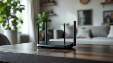 Immagine di un router WiFi 5G moderno e potente