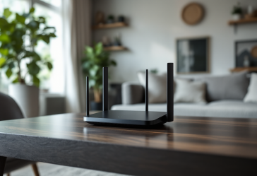Immagine di un router WiFi 5G moderno e potente