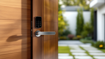 Serrature smart moderne installate su una porta